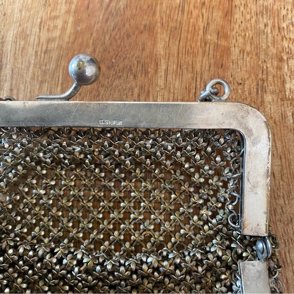 1900s Antique German Silver Chain Mail Purse Kiss Lock Closure - Picture 3 of 13
